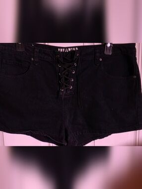 Idyllwind Black Lace-Up Shorts with Eyelet Detail